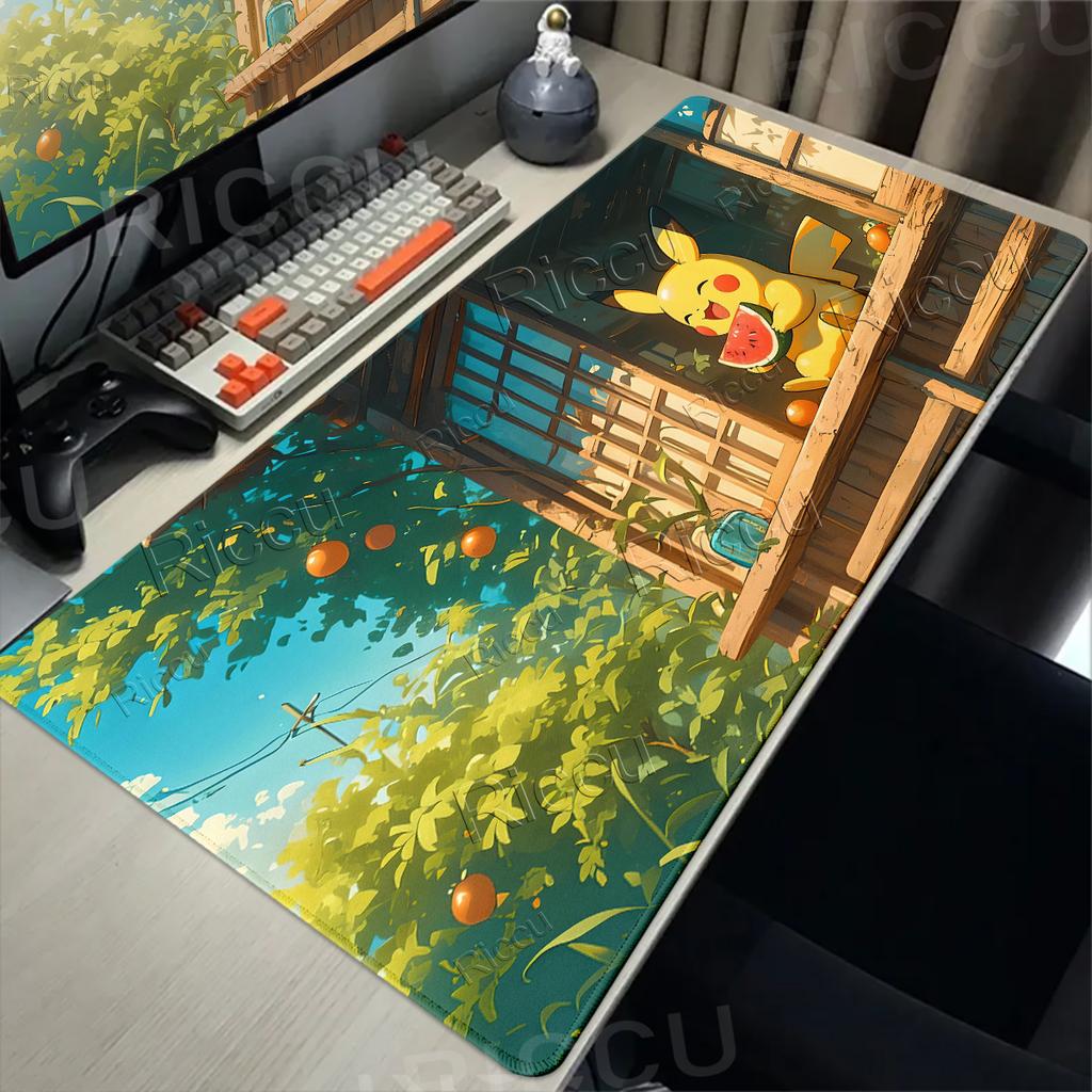 Mouse Pad Large Size P-Pikachu Aesthetics Computer keyboard Gaming Accessories Desk Mat Locking Edge Gamer Carpet Anime Tablemat