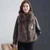 Winter Coat Plus Velvet Thickened Autumn and Winter Leather Women's Western Style Age-reducing Fashion Fur One-piece Women's Mid-length Coat
