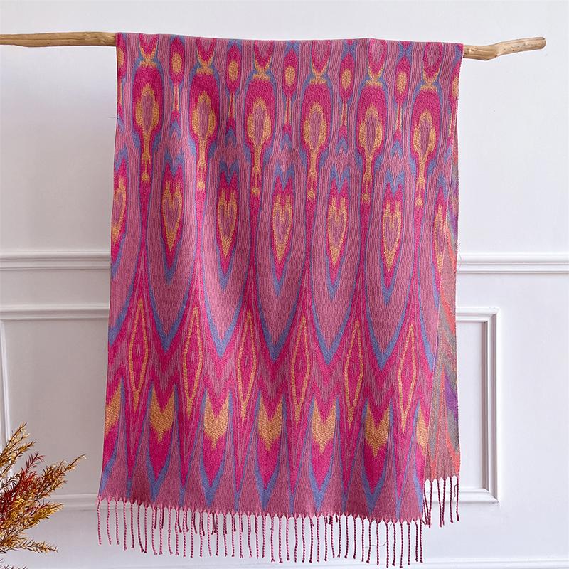 Bohemian Winter Scarf for Women Thick Blanket Jacquard Cashmere Design Lady Soft Pashmina Floral Bufanda Warm Shawl Poncho Stole