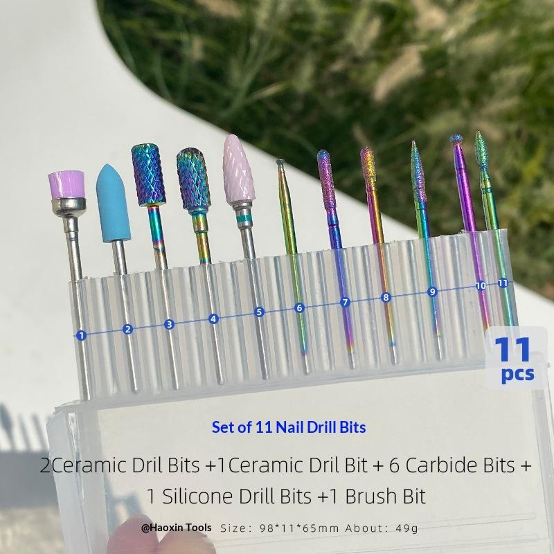 11 Pcs/box Professional Ceramic Nail Drill Bit Set Electric Manicure Nail File Bit For Acrylic Gel Nails And Cuticles