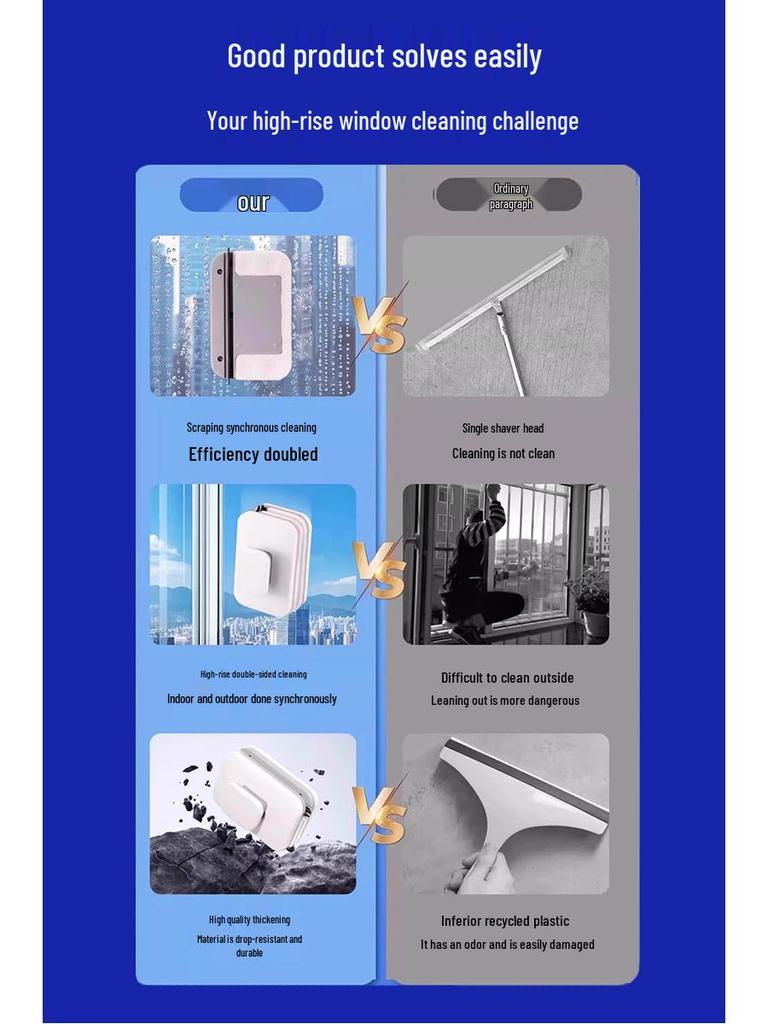 Starker magnetischer doppelseitiger Fensterputzer für Einfach-/Doppelglas