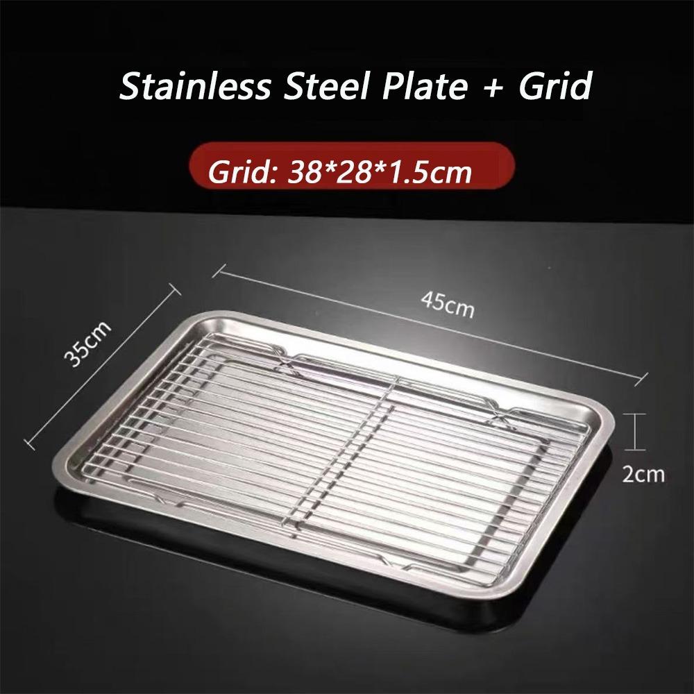 New 304 Stainless Steel Stainless Steel Baking Tray Oil Filter Removable Cooling Rack BBQ Tray Bakeware Oven Use
