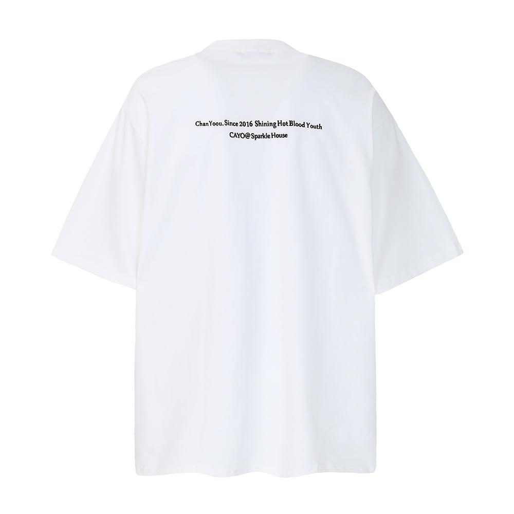 Letter Embroidered Neckline Short Sleeve T-shirt Casual Top Men's Summer Loose Round Neck Half Sleeve T-shirt Instagram High Street Trendy