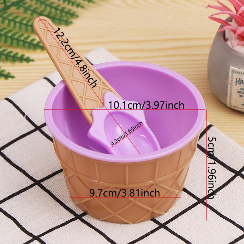 1Set Kids Ice Cream Bowl Spoon Set Durable Children Gifts Lovely Dessert Bowl DIY Ice Cream Tools Icecream Bowl+spoon