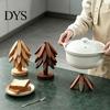 Non Slip Wood Trivet for Cast Iron Collapsible Wooden Trivets Hot Dishes, Christmas Tree Shaped Pot Mat Table, Heat Folding Potholder Resistant Holder