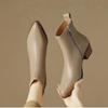 Black Leather Women Ankle Boots Side Zipper Decor Flats Chelsea Botas Mujer Vintage Brown Autumn Knight Botines Femmes