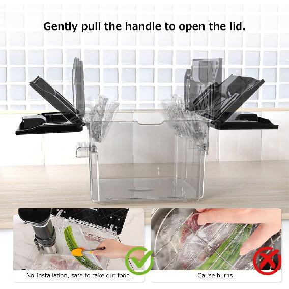 Sous Vide Container with Lid Double-Door-Opening Design 11.65 QT Sous Vide Pot Slow Cooker Container with Built- In Rack Compatible with Most