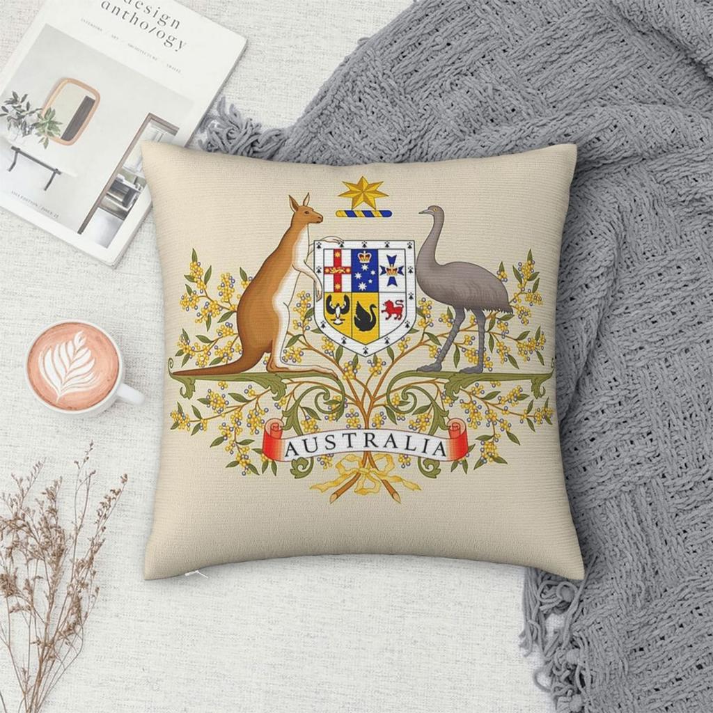 The Coat Of Arms Of Australia Square Pillowcase Polyester Linen Velvet Pattern Zip Decorative Throw Pillow Case Car Cover 45X45