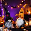 Halloween Plush Gnome Decorations Light Up Decoration, Spooky Orange Black Swedish Tomte Elf Figurine, Stuffed Fabric Figurines Cute Glowing