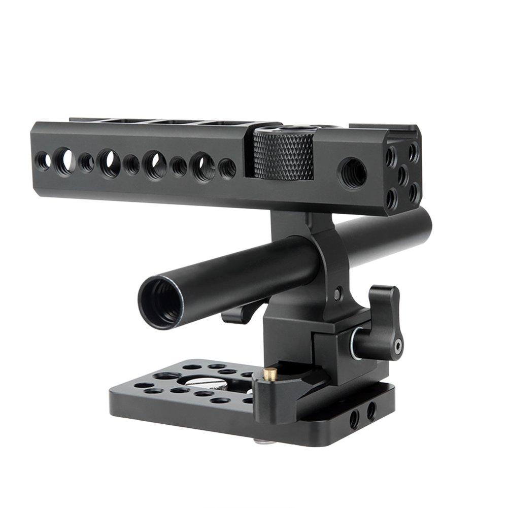 

NICEYRIG NATO Handle, Top Handle with NATO Rail, Cheese Plate, and 15mm Rod Clamp, Universal for DSLR Cameras and Cages, 1/4 and 3/8 Threads - 170mm