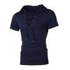 Herren T-Shirt Sommer Persönlichkeit Kapuzen-Tees Schnürung Kurzarm T-Shirt Homme Slim Fit Sportbekleidung Kleidung Herren T-Shirt