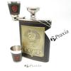 Praxia CCCP Former Soviet Style Outdoor Camping Flask, 8 oz (220 ml) [Includes Logo Pouch, Funnel, and Two Glasses]