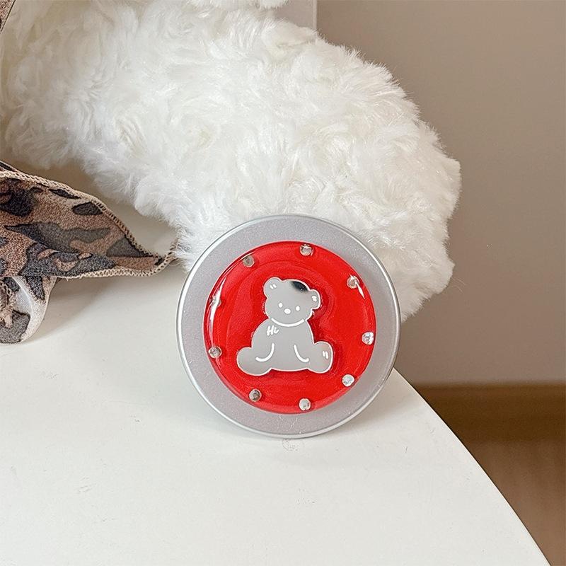 Little Fresh Girl Magnetic Attraction Applies To Magsafe Creative Round Ring Solid Color Round Bear Mirror