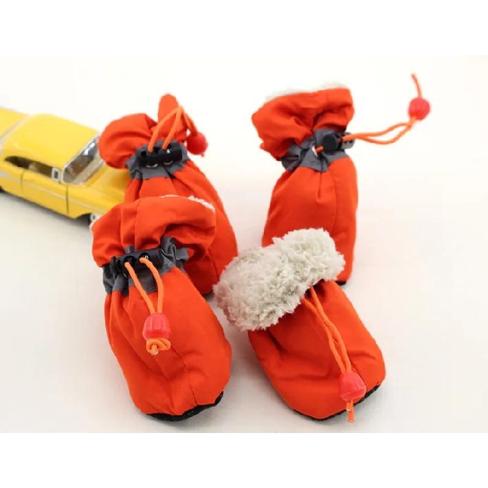 4pcs Antiskid Puppy Shoes Waterproof Winter Pet Dog Anti-slip Rain Snow Boots Footwear Thick Warm For Prewalkers Socks Booties