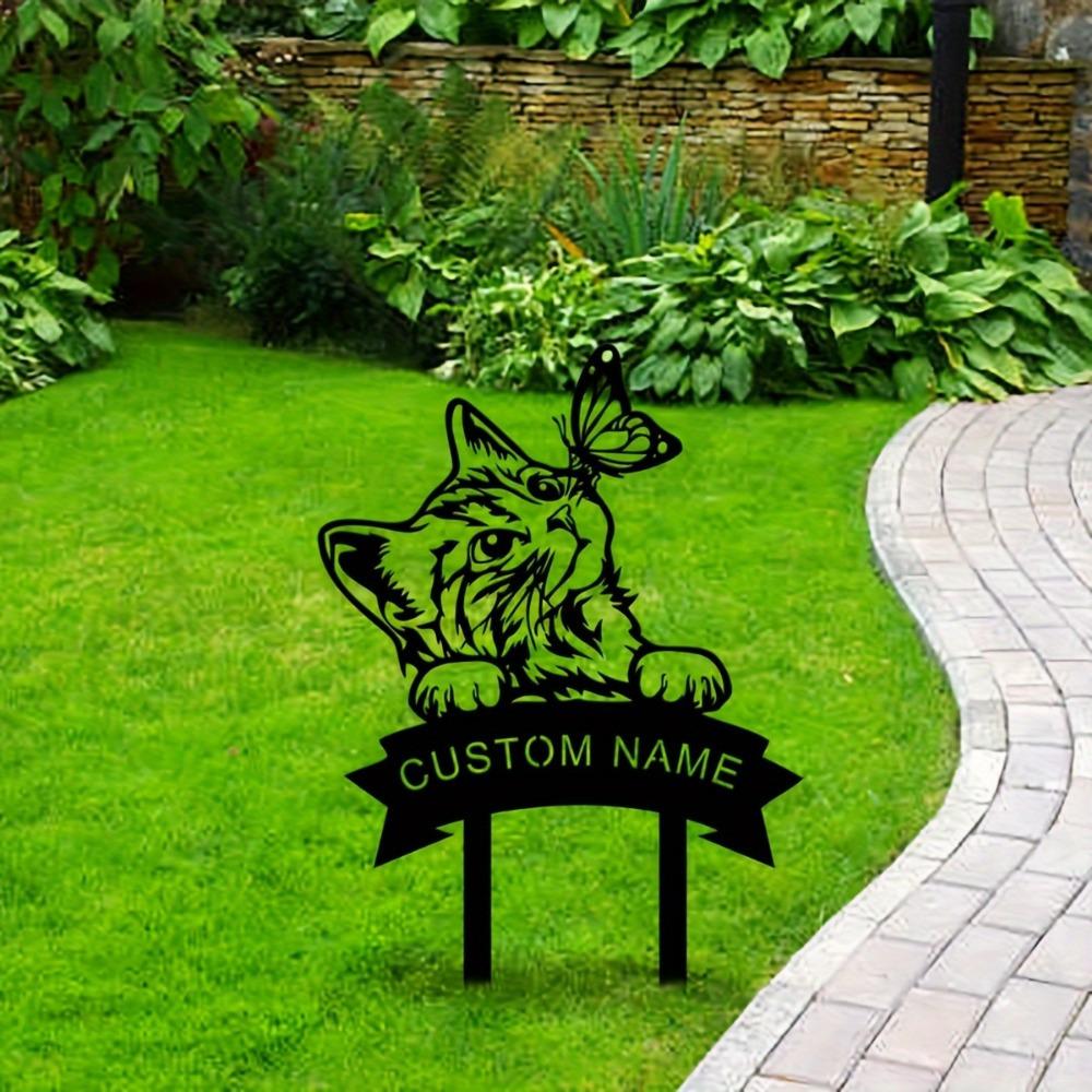 Personalized Metal Dog & Dragonfly Garden Marker - Custom Nameplate Yard Ornament, Pet Tribute Decor, Garden Stake