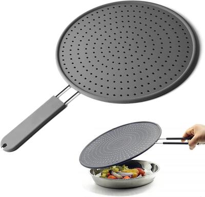 Heat Resistant Silicone Splatter Screen Pan Cover Oil Splash Guard Strainer Drain Board Cooling Mat for Cooking Baking Essential