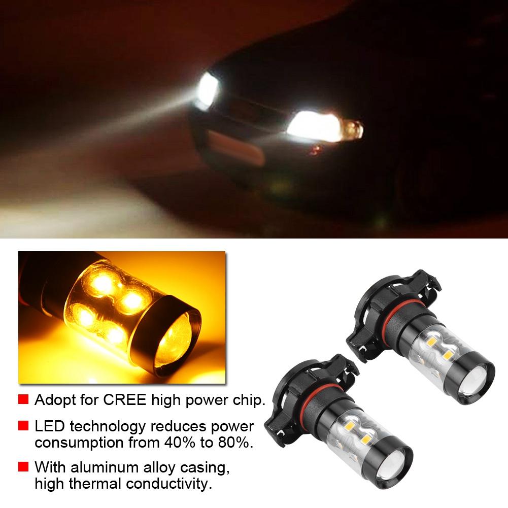 2pcs 3000K 50W Yellow LED Headlight Bulbs Kit Fog Light Car Driving Lamp