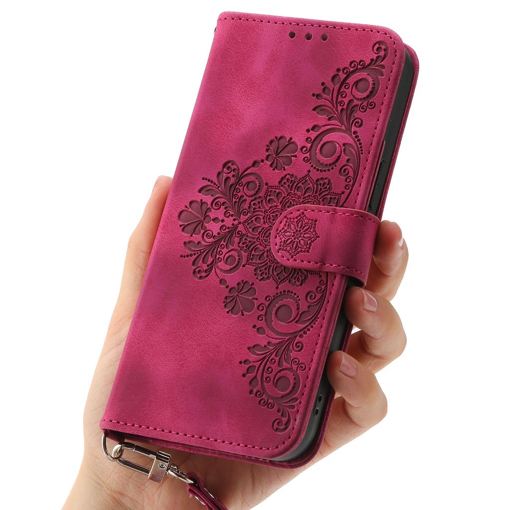 For Samsung Galaxy M35 5G Case Flower Pattern PU Leather Wallet Phone Cover with Strap
