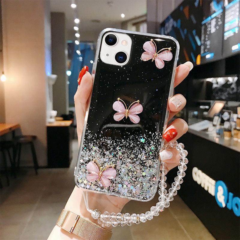 

Samsung S26 Ultra Butterfly Glitter Phone Case with Bracelet A04E/F04/M04