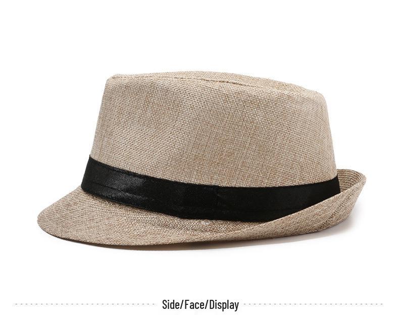 Men's Cotton Linen Fedora: Breathable Sun Protection Hat for Outdoor Activities