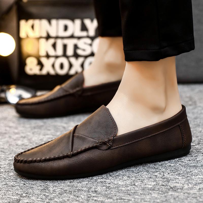 Men's Brown Waterproof Non-Slip Lightweight Moccasin Loafers - British Style Casual & Soft Sole