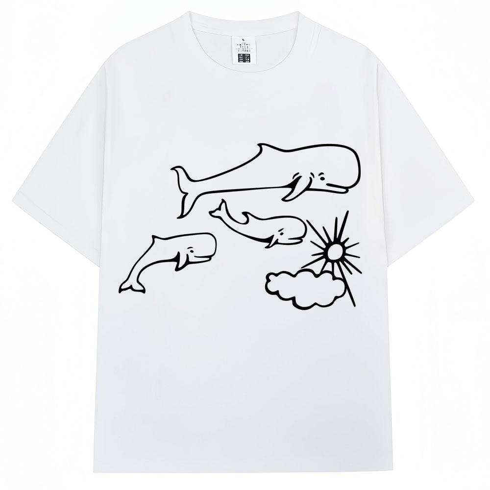 Whales and Sun Tattoo By Robe De Extremoduro T Shirts Men Women Fashion Casual Short Sleeve Oversized Cotton Tshirt Streetwear