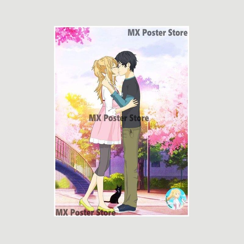 Japanische Anime Your Lie In April Poster weiß beschichtetes Papier Wandaufkleber Home Decor Wandbild Wohnzimmer Bar Dekoration Malerei