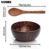 Natural Coconut Bowl Set Handmade Wooden Tableware Wood Spoon Dessert Fruit Salad Mixing Ramen Storage Bowl Kitchen Tableware