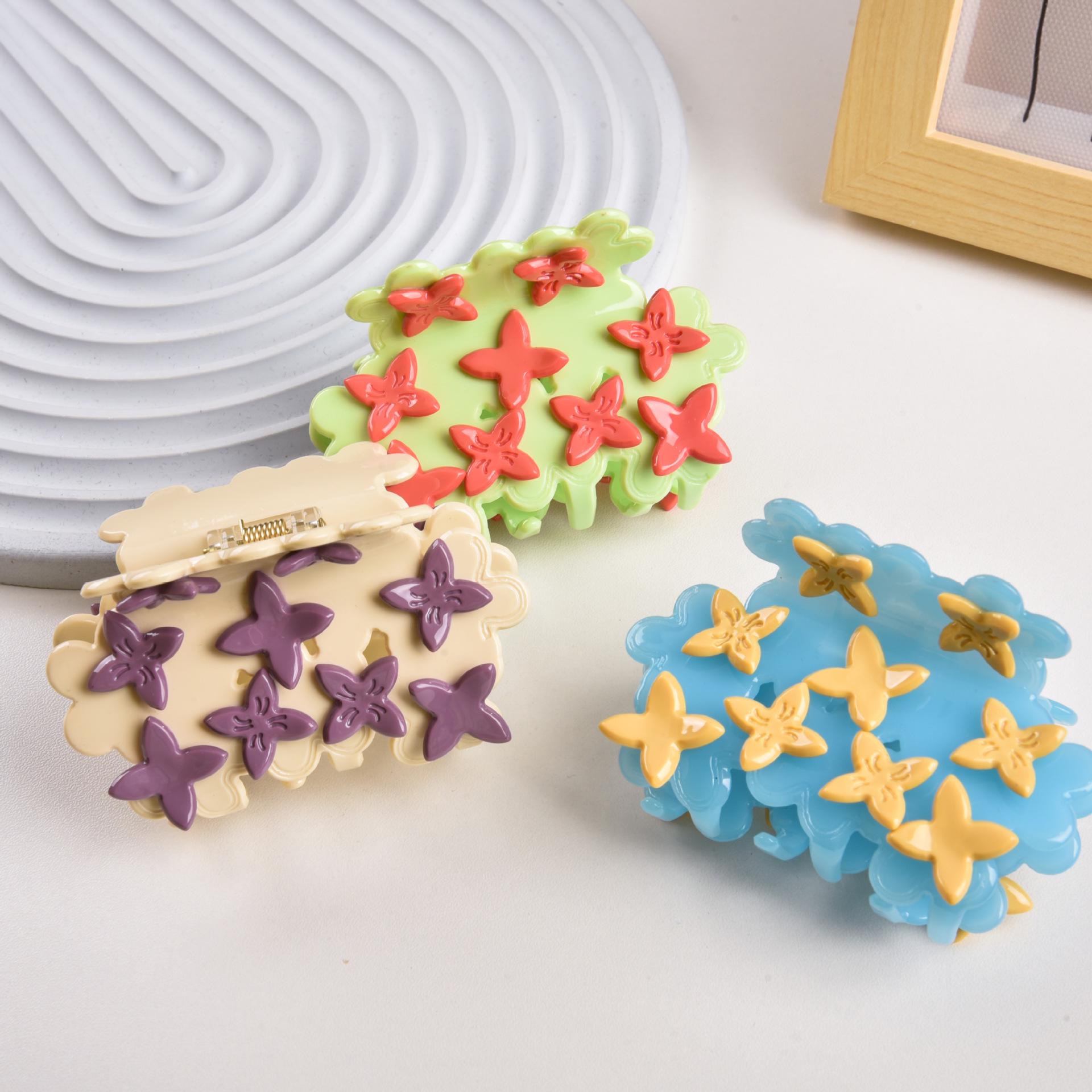 

Cloud Flower Patchwork Acetate Shark Hair Claw - Cute Updo Hair Clip