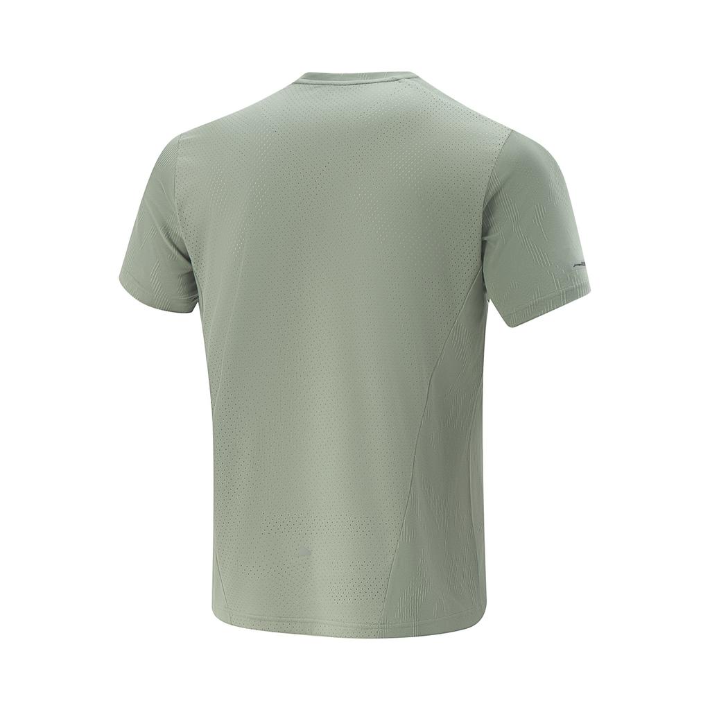 Li-Ning Breathable Solid Color Round Neck Casual Short Sleeve T-Shirt Men Tops Grass-Green ATSV369-5
