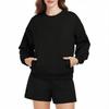 Women's Fashion Sportswear Casual Long-Sleeved Pullover Sweatshirt Drawstring Shorts Set