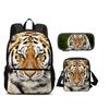 Nuovo Set da 3 Pezzi Zaino Tigre Astuccio Borsa a Spalla Stampa Animale Grande Capacità per Viaggi all'Aperto Ragazzi e Ragazze Regali di Compleanno Scolastici