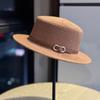 Spring and summer new straw hat women's sun hat fashionable retro French flat top hat outdoor seaside sun hat tide