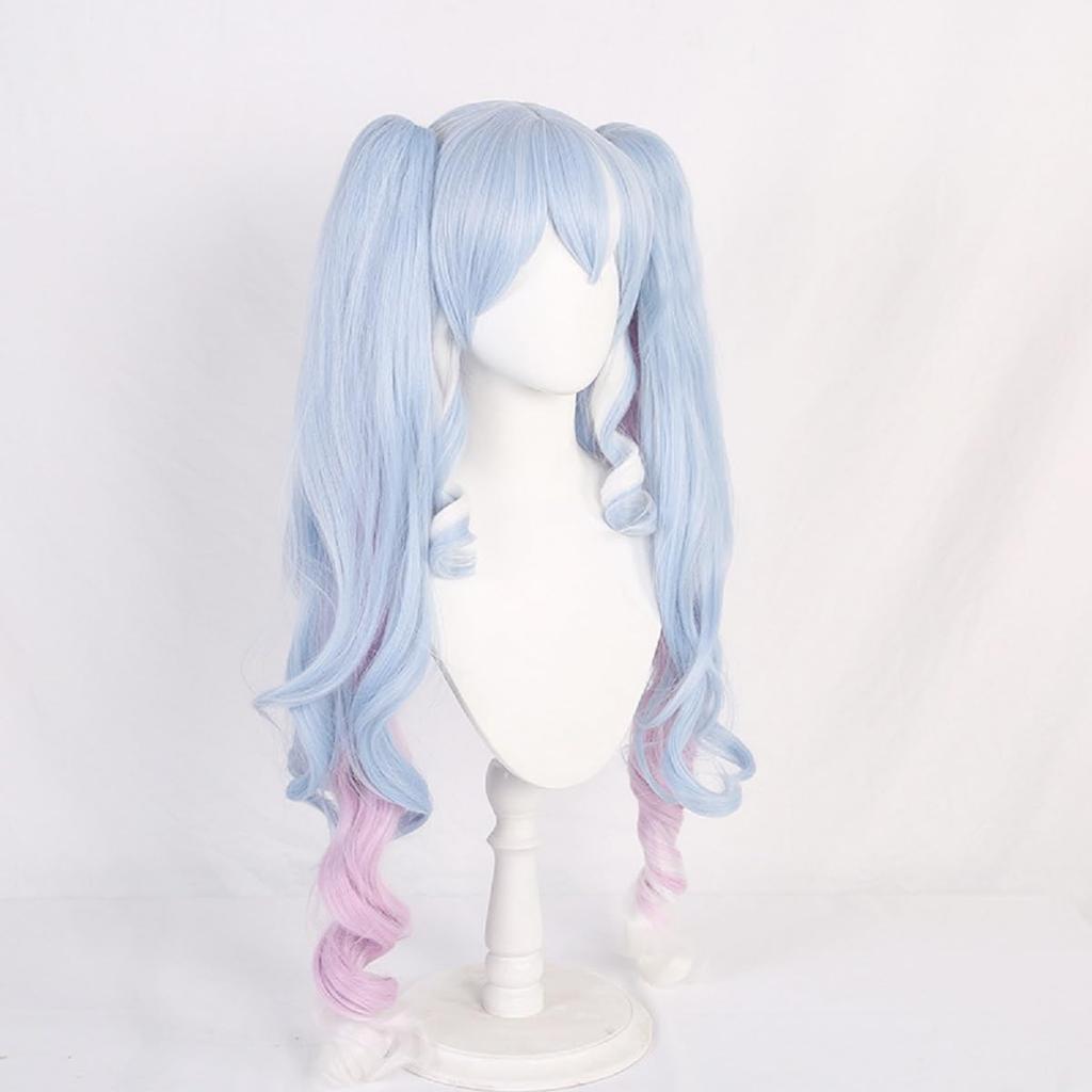 Snow Miku Cosplay Wig, Costume, Disguise, Heat-Resistant Wig, Anime Wig, for Everyday Photography, Halloween, School Festivals, Cosplay Accessories, W