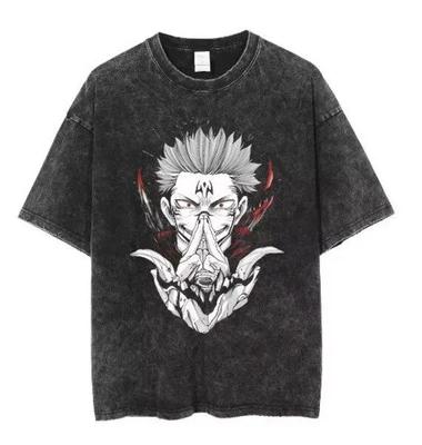 Anime Jujutsu Kaisen Ryomen Sukuna Cool Printed Tshirt Mens and Womens Washed Tshirt High Quality Vintage Cotton Tshirt