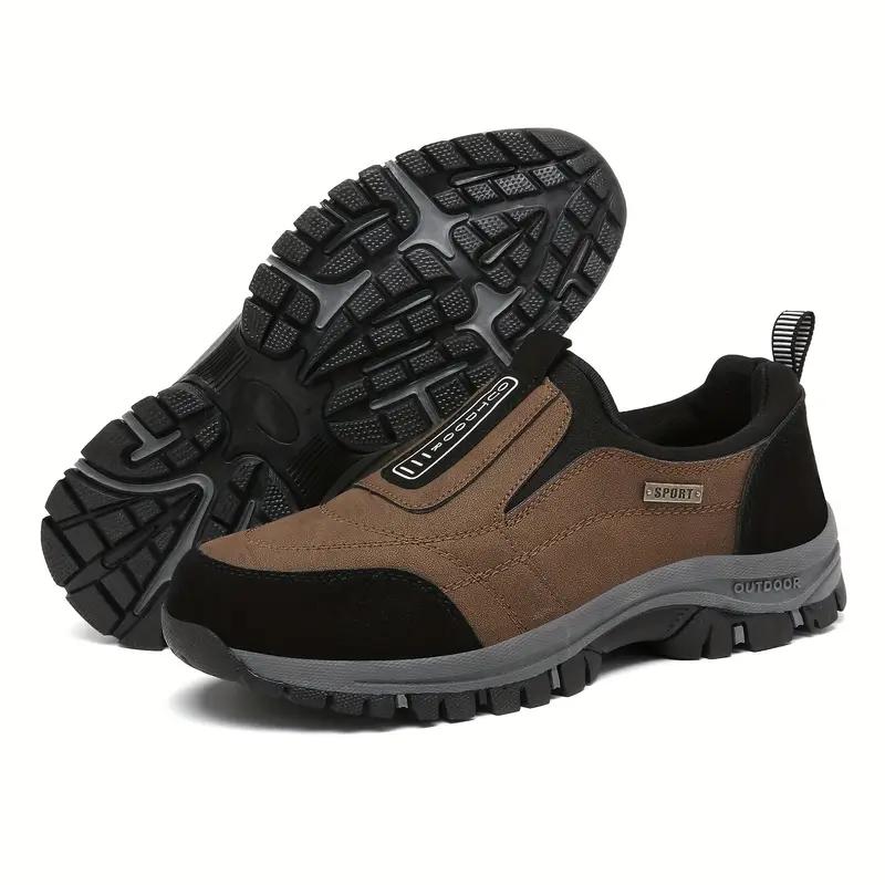 Men'S Slip-On Hiking Shoes - Thick Cushioned Sole, Breathable Fabric Upper, Lightweight & Comfortable for Outdoor Walking