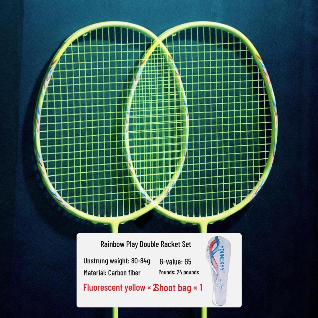 Full Carbon Fiber Badminton Racket Set for Men and Women - Durable, Lightweight, Offensive & Defensive, Professional Adult Singles & Doubles Play