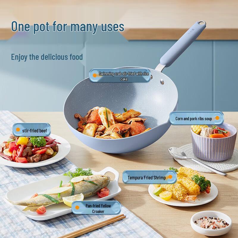 COOKER KING 28cm Glacier Blue Non-stick Wok