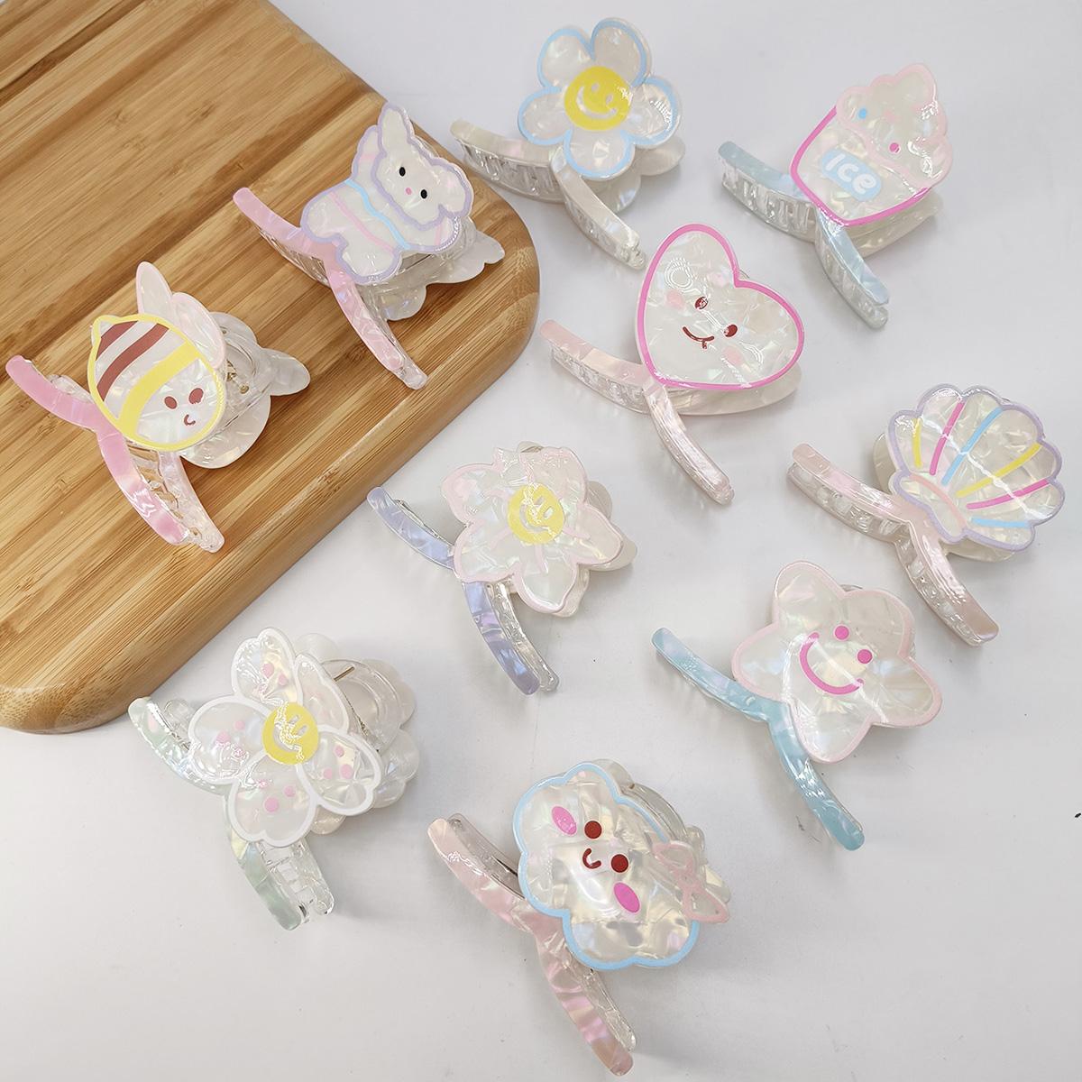 

Cute Flowers Hair Claws Clip High Quality Acetate Hair Pins Colorful Shark Clips Lovely Sweet Headdress Hair Accessories
