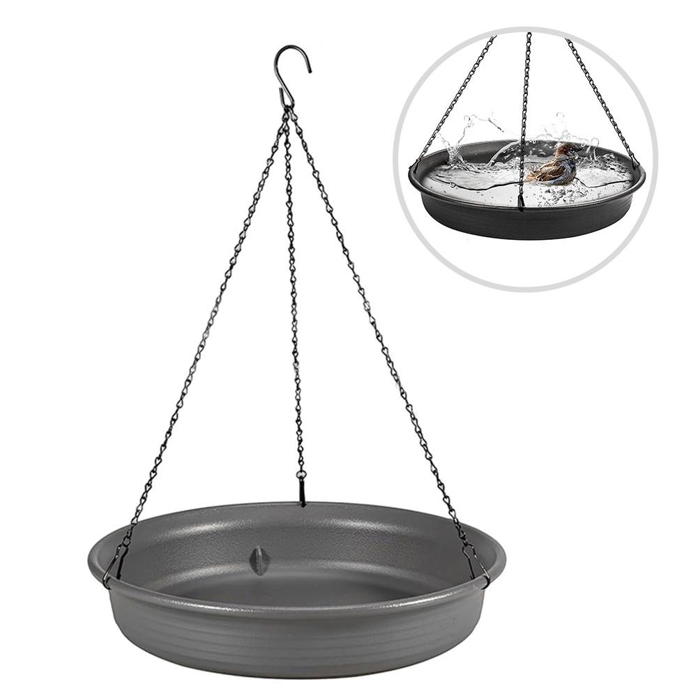 Garden Bird Bath Tray Hanging Bird Feeder Chain Hanging Outdoor Garden Drinking Water Bird Feeding Device Drinking Water Basin