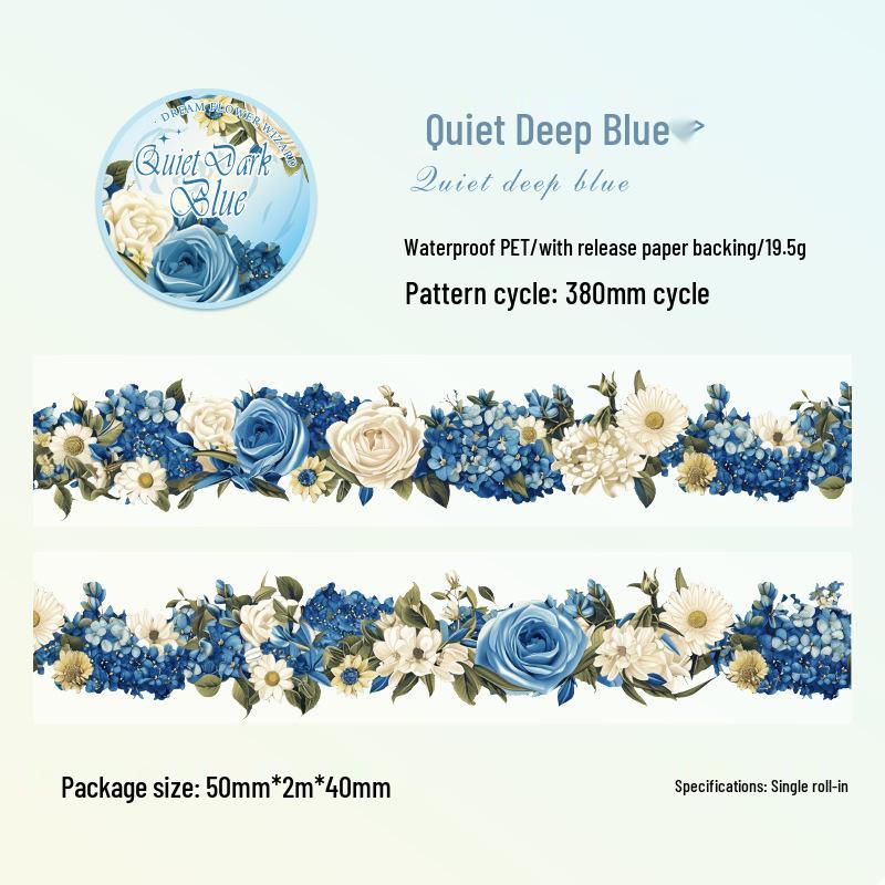 Dream Flower Trail Floral Washi Tape - Waterproof PET Sticker Roll for Custom Decorative Planners