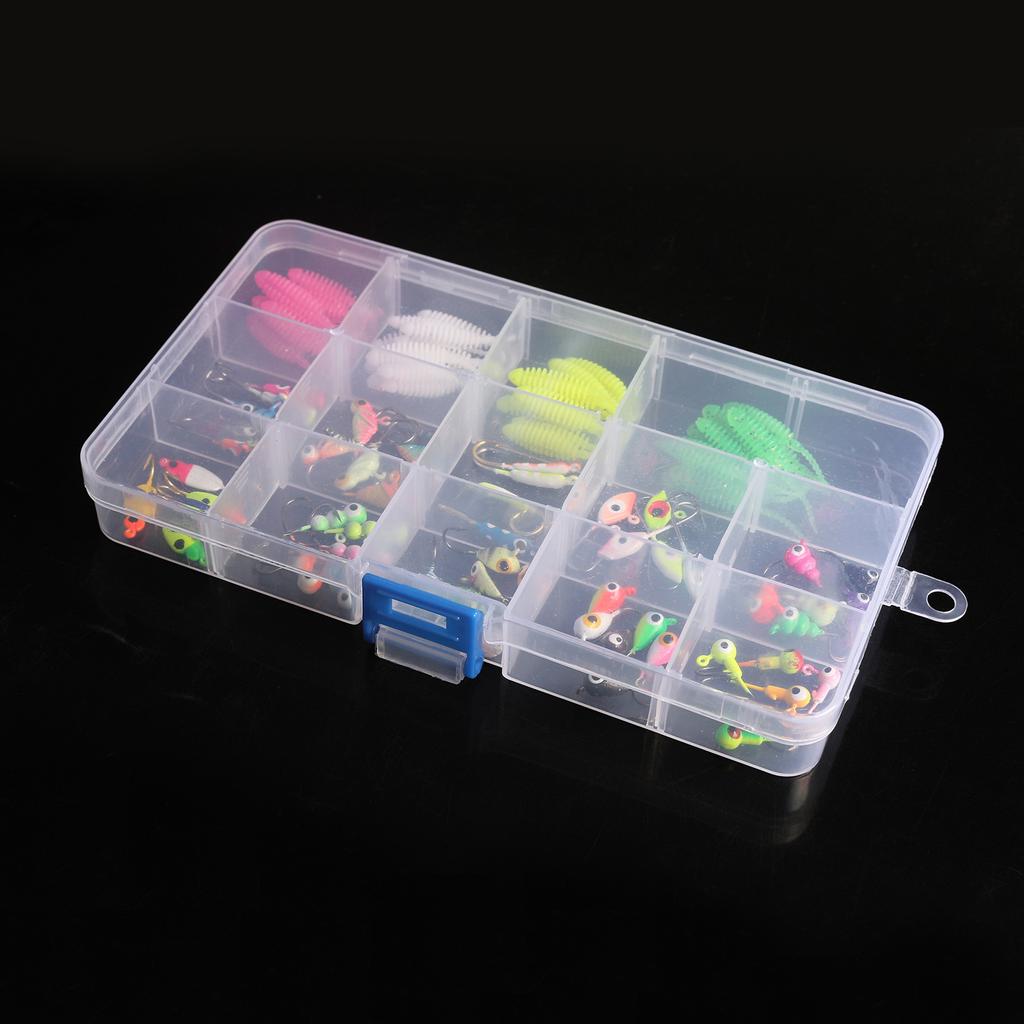 93pcs Ice Fishing Jigs Kit Includes Jig Hds Hook and Soft Lures for Bass Trout Walleye