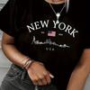 Casual Top for Summer & Spring Women's Clothing New York Print Crew Neck T-shirt Short Sleeve