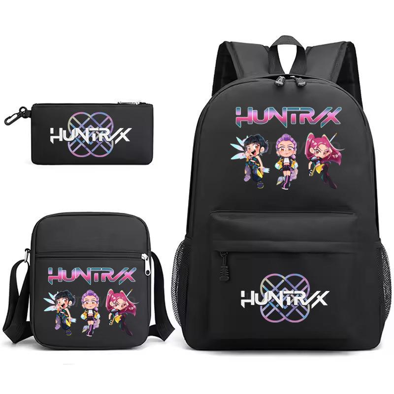 Large Capacity Schoolbag with Shoulder Strap; Student Three-piece Pencil Case Set