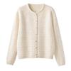 Damen Einfarbiger Rundhals-Strickjacke Pullover