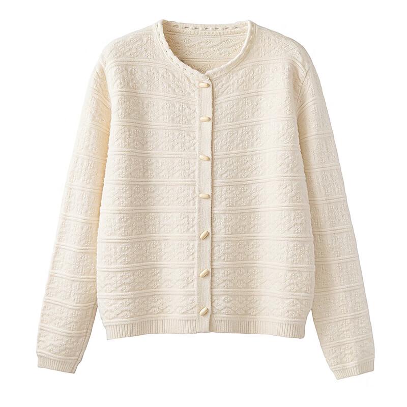 Damen Einfarbiger Rundhals-Strickjacke Pullover