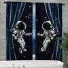 2PCS astronaut printed curtains   pole bag polyester material design   bedroom   home decoration
