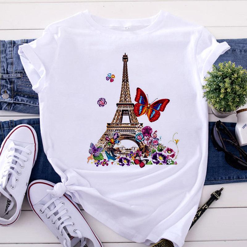 Summer Butterfly Flower Women's Printed Simple Letter Cute Pure Cotton Short Sleeved T-Shirts Women’s