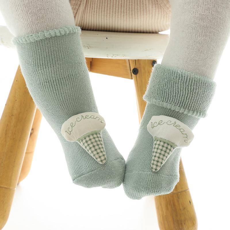 Cozy Non-Slip Terry Socks: Warm Mid-Calf Cotton for Babies & Kids