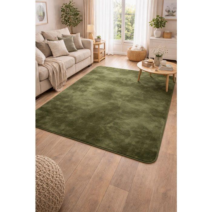 Tapis Doux en Microfibre kaki 120 x 170 cm